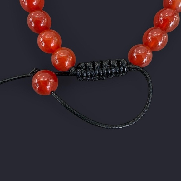 Carnelian Agate Adjustable Gemstone Bead Bracelet 8mm - Picture 5 of 5